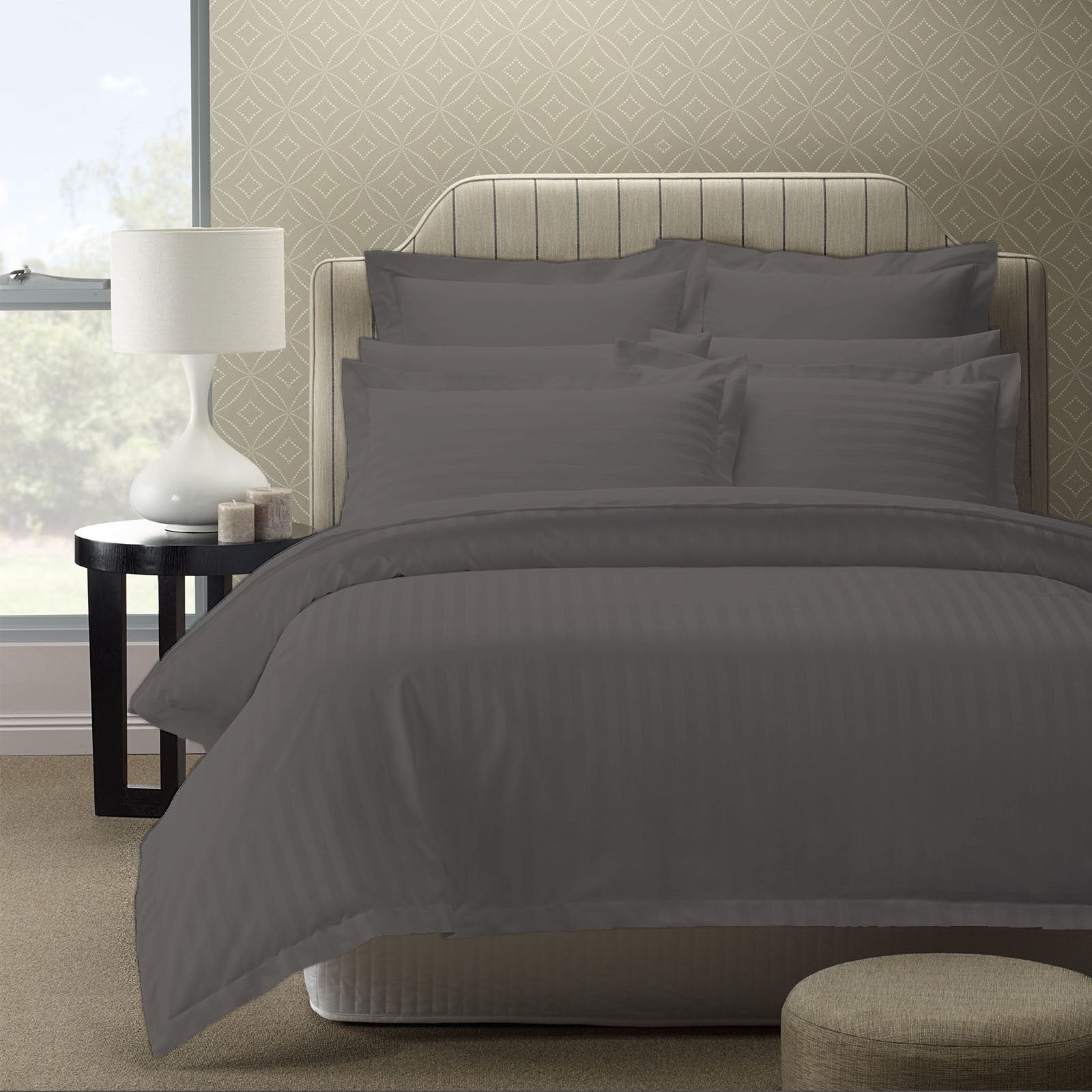 Royal Comfort 1200 Thread Count Damask Stripe Quilt Cover Set - Various Sizes And Colours