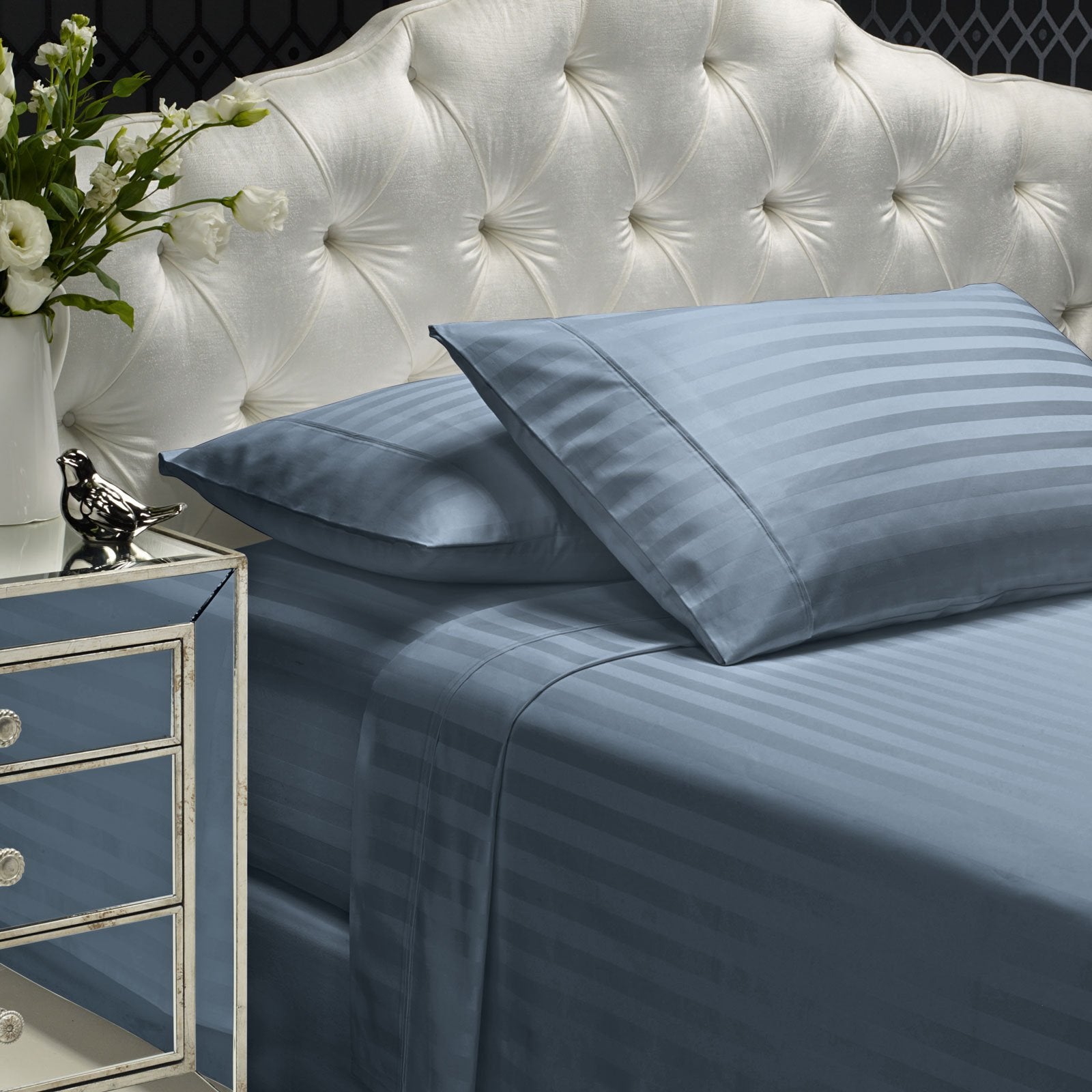 Royal Comfort 1200 Thread Count Damask Stripe Cotton Blend Sheet Set  - Various Colours And Sizes