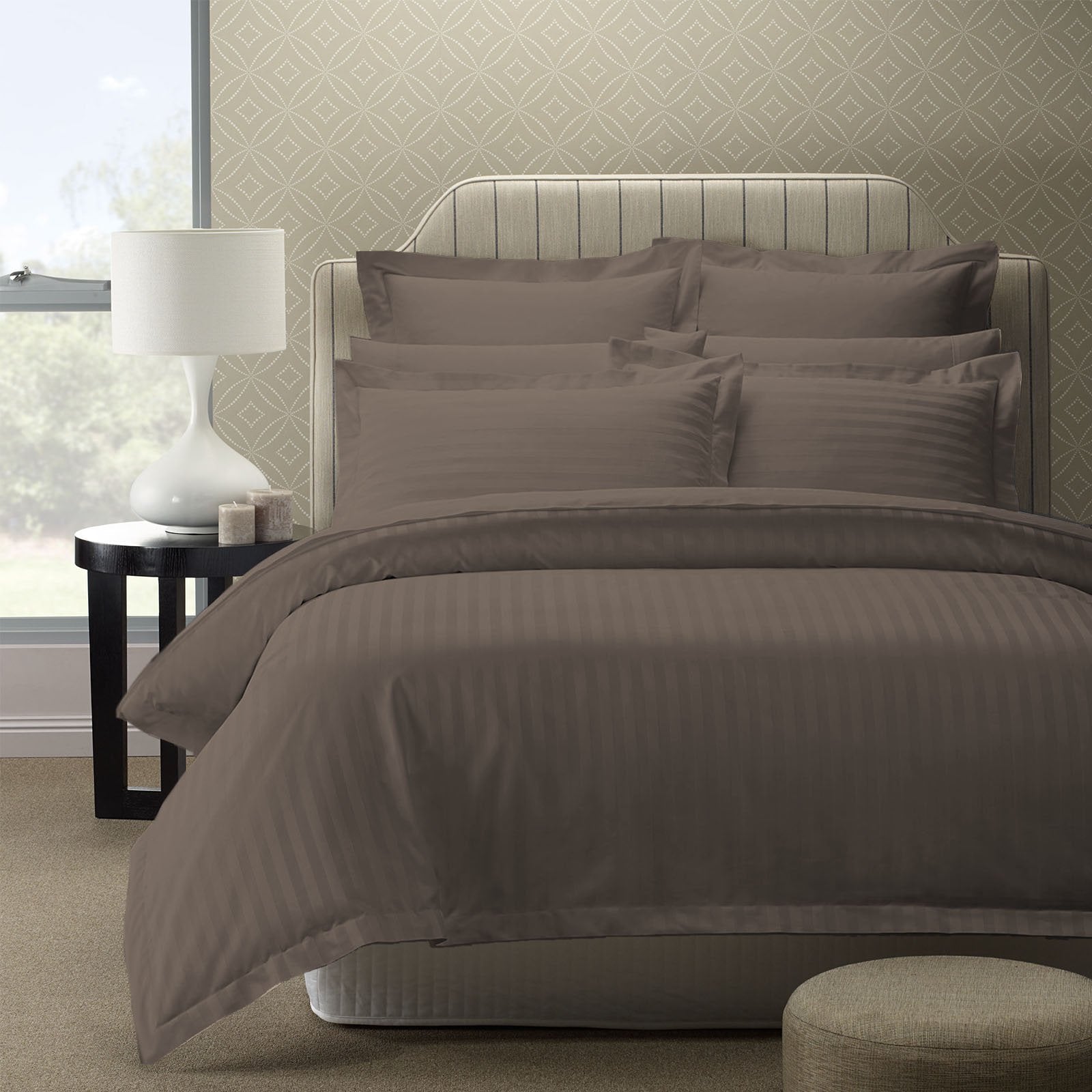 Royal Comfort 1200 Thread Count Damask Stripe Quilt Cover Set - Various Sizes And Colours