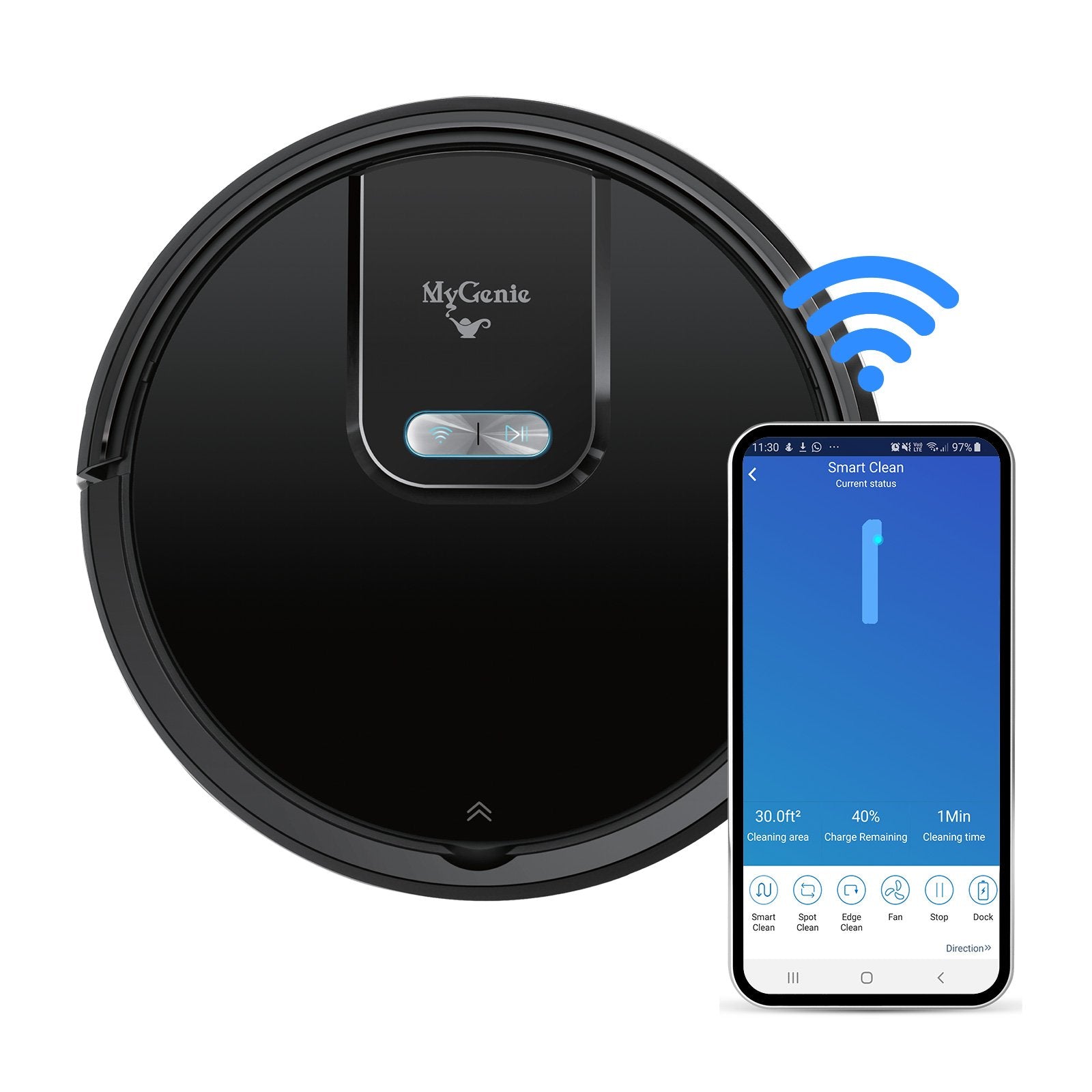 My Genie Gmax Wi-Fi Intelligent Robotic Vacuum - Black