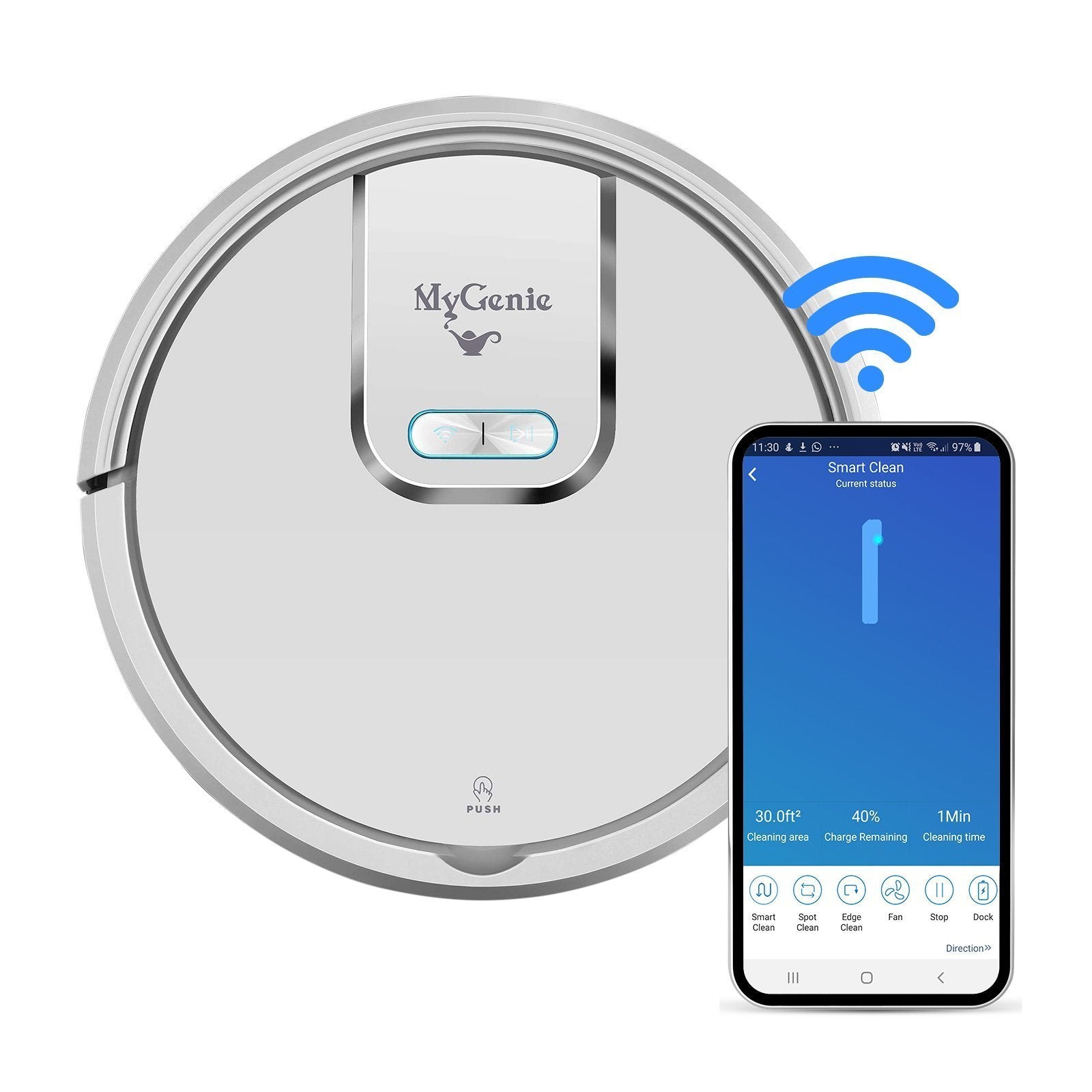 My Genie Gmax Wi-Fi Intelligent Robotic Vacuum - White