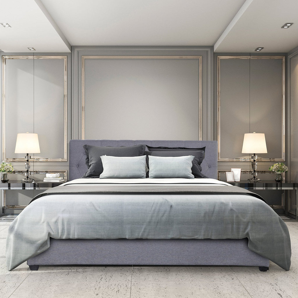 Milano Capri Luxury Gas Lift Bed With Headboard- Grey