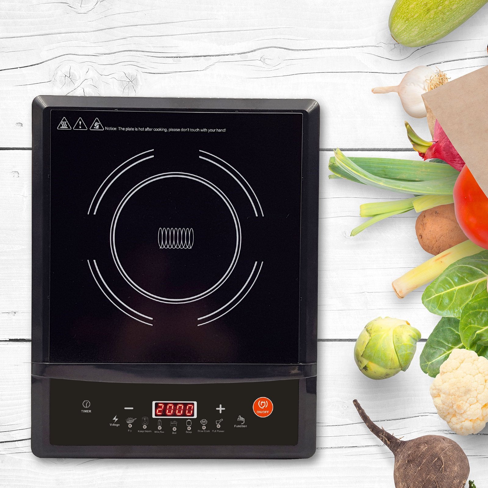 Kitchen Couture Induction Cooker With Bonus Pot - Black