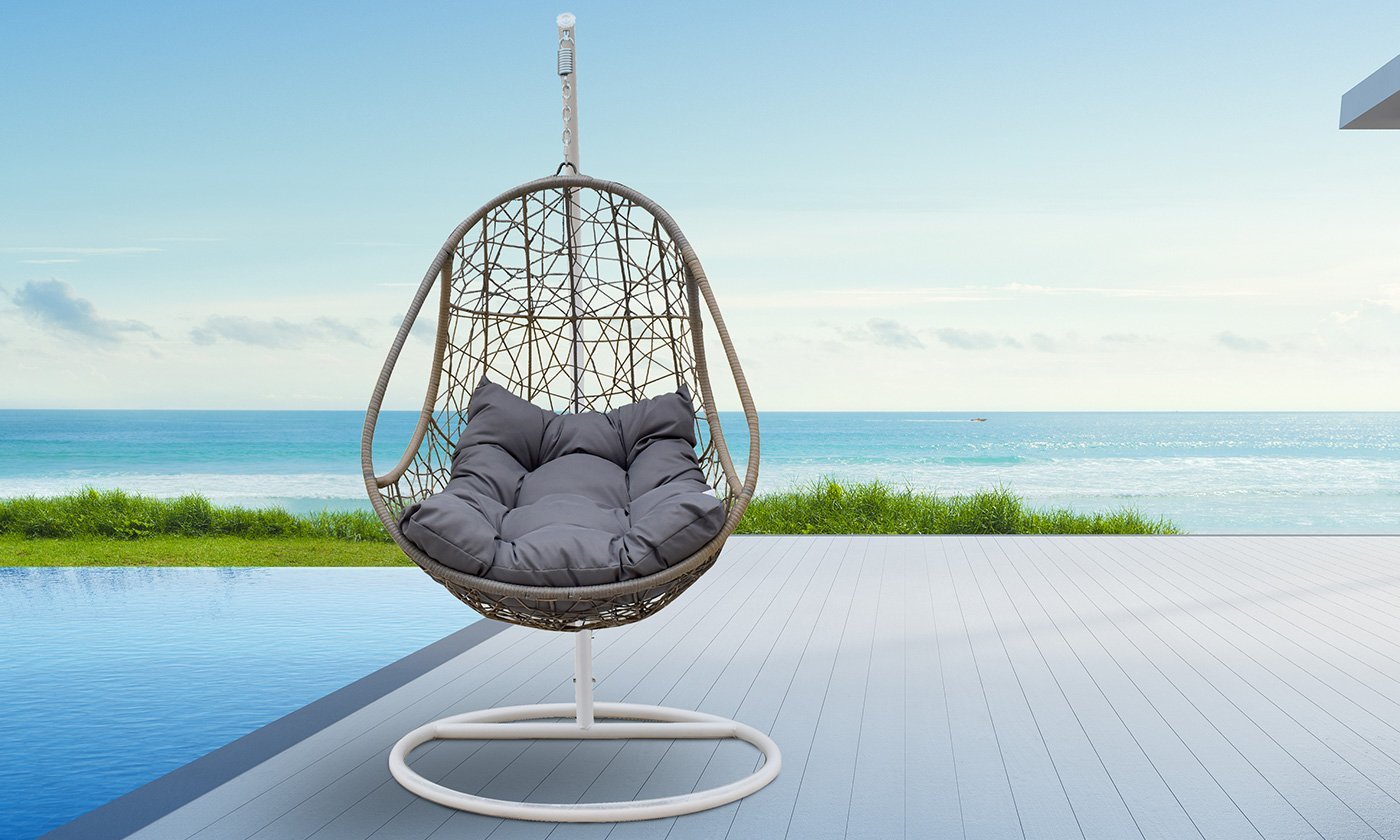 Arcadia Furniture Rocking Egg Chair - Oatmeal And Grey