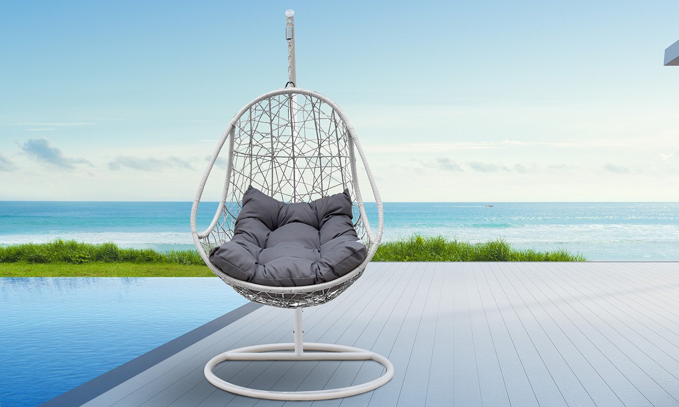 Arcadia Furniture Rocking Egg Chair Curved Style  - White And Grey