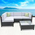 Milano 5 Piece Outdoor Rattan Set - Grey Seats & Black Coating