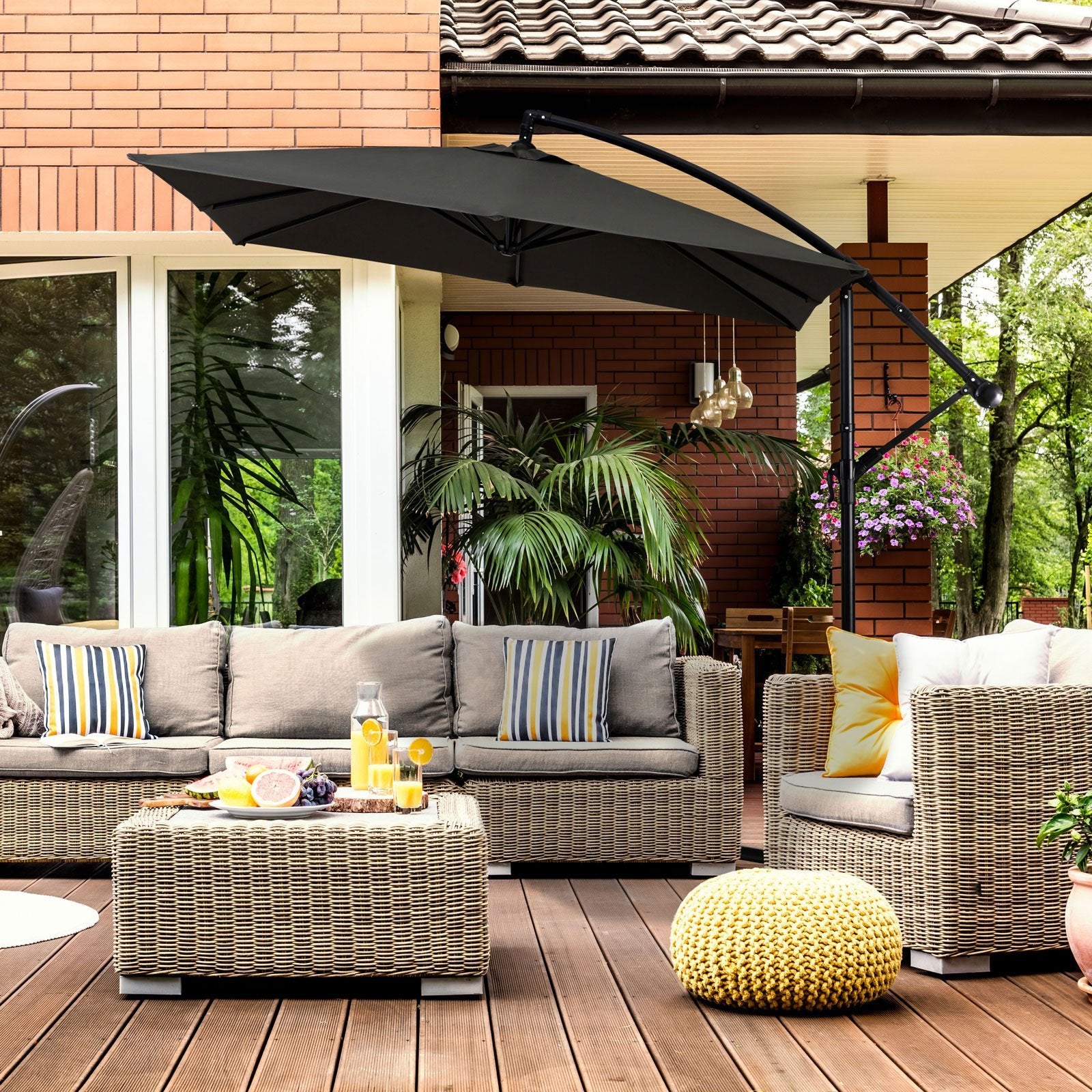 Milano 2.2 Metre Square Outdoor Cantilever Umbrella - Various Colours