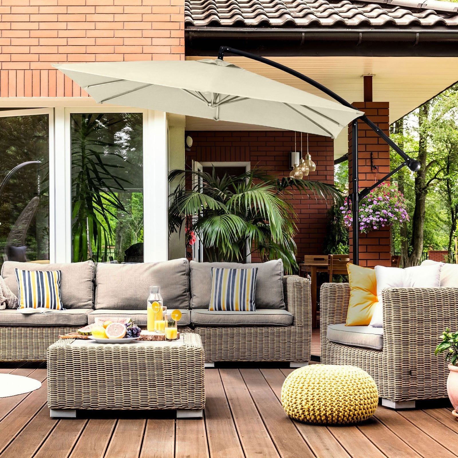 Milano 2.2 Metre Square Outdoor Cantilever Umbrella - Various Colours