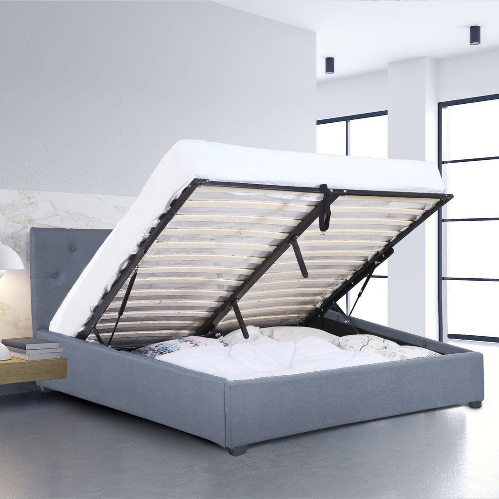 Milano Capri Luxury Gas Lift Bed With Headboard- Grey