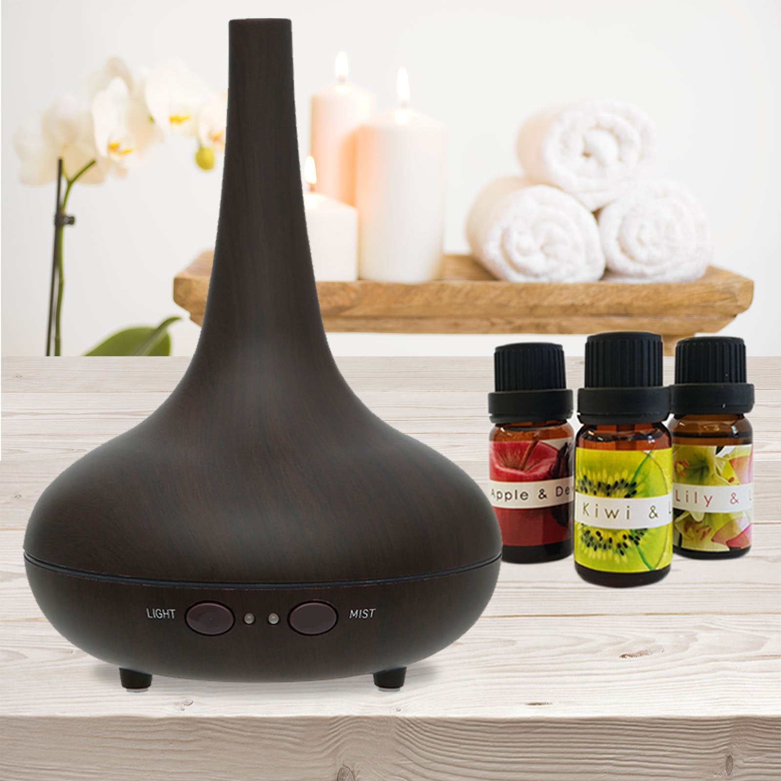 Milano Ultrasonic Diffuser With 3 Essential Oils - Various Colours