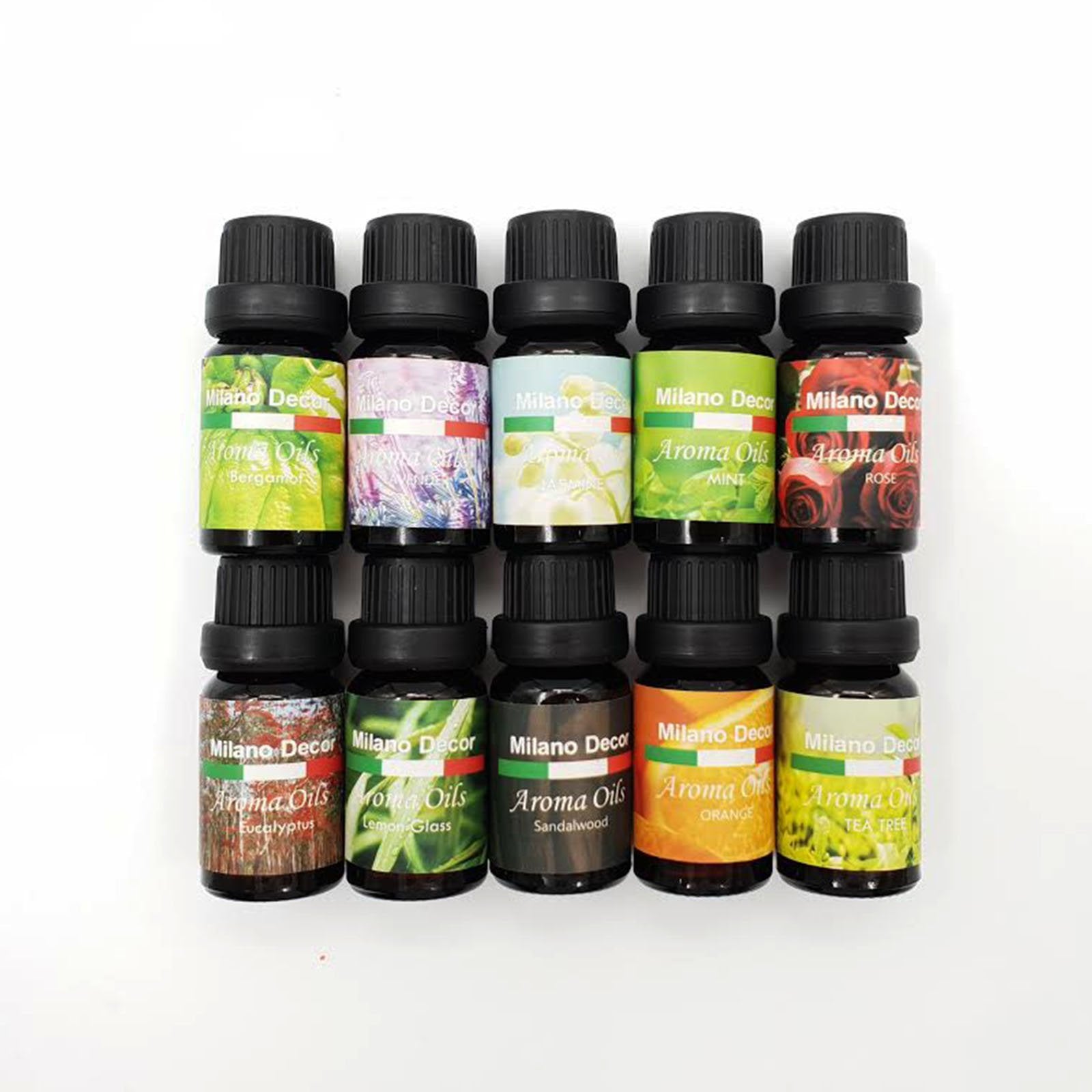 10 X 10Ml Bottles Of Essential Oils + Free Mini Diffuser