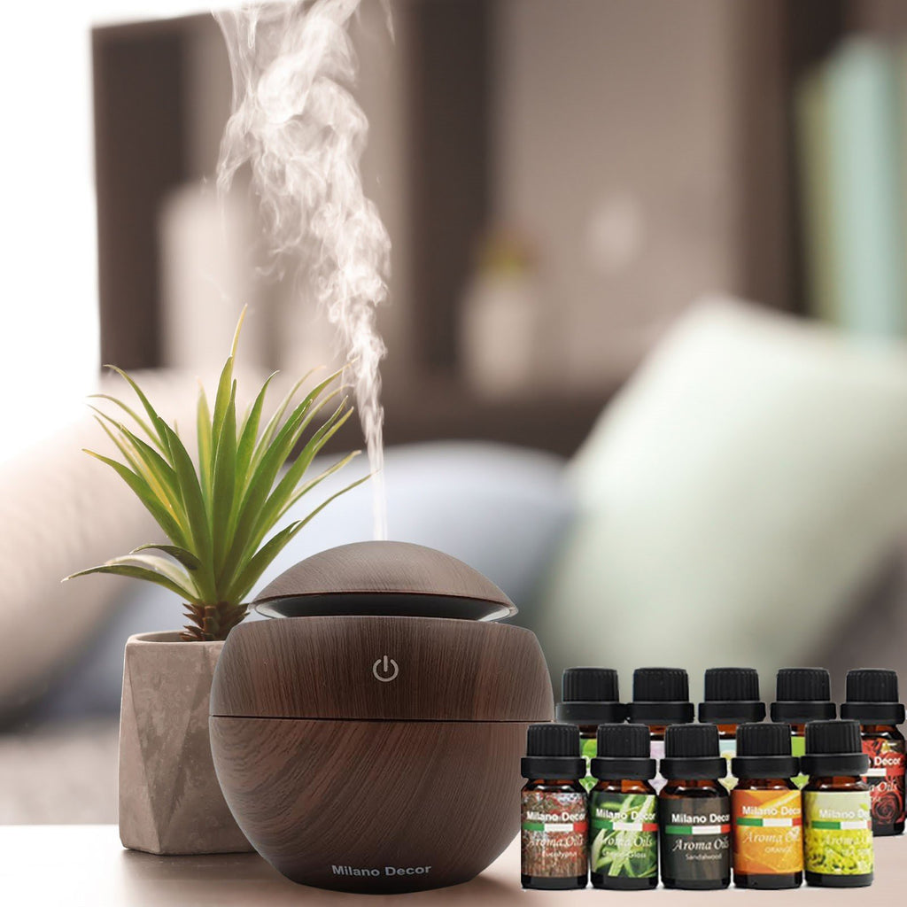 10 X 10Ml Bottles Of Essential Oils + Free Mini Diffuser