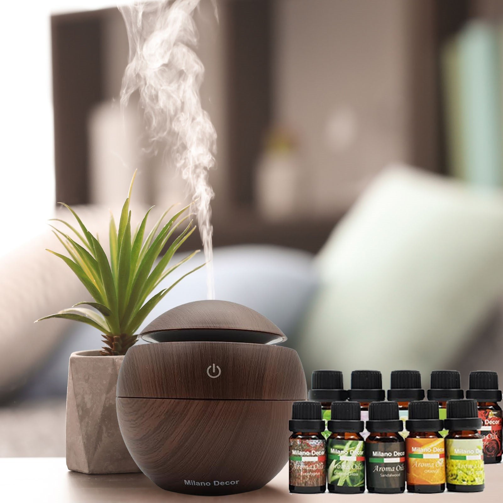 10 X 10Ml Bottles Of Essential Oils + Free Mini Diffuser