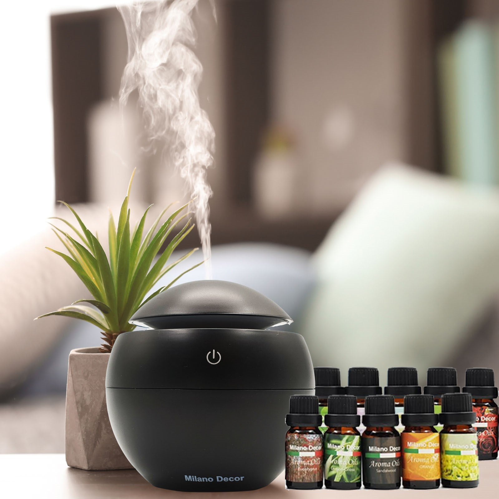 10 X 10Ml Bottles Of Essential Oils + Free Mini Diffuser
