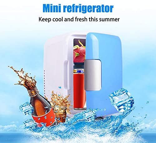 Vnikue 4L Mini Refrigerator For Car Home Office, Electric Cooler/Warmer 6 Cans Portable Fridge - Food Grade Material, Energy-Saving, Low Noise Insulation For Drinks Cosmetics Medical And Milk