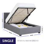 Milano Capri Luxury Gas Lift Bed With Headboard- Grey