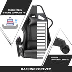 Advwin Gaming Chair Racing Style, Ergonomic Design Reclining Executive Computer Office Chair, Relieve Fatigue (Black)