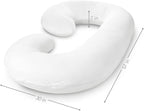 Pharmedoc Pregnancy Pillow With Jersey Cover, U Shaped Full Body Pillow (White)