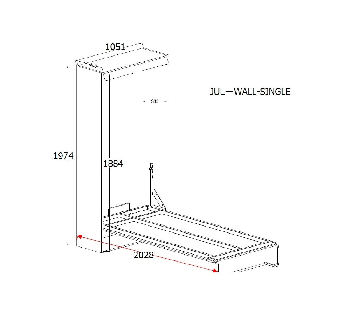 Palermo Single Size Wall Bed