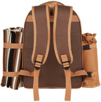 Picnic Backpack Bag For 4 Person With Cooler Compartment, Detachable Bottle/Wine Holder, Fleece Blanket, Plates And Cutlery Set Perfect For Outdoor, Sports, Hiking, Camping, Bbqs(Coffee)
