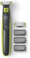 Philips One Blade Rechargeable Wet And Dry Electric Shaver For Trim, Edge And Shave With 3X Click-On Stubble Combs, Black/Lime, Qp2520/30