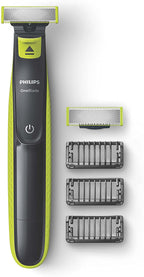 Philips One Blade Rechargeable Wet And Dry Electric Shaver For Trim, Edge And Shave With 3X Click-On Stubble Combs, Black/Lime, Qp2520/30