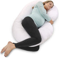 Pharmedoc Pregnancy Pillow With Jersey Cover, U Shaped Full Body Pillow (White)