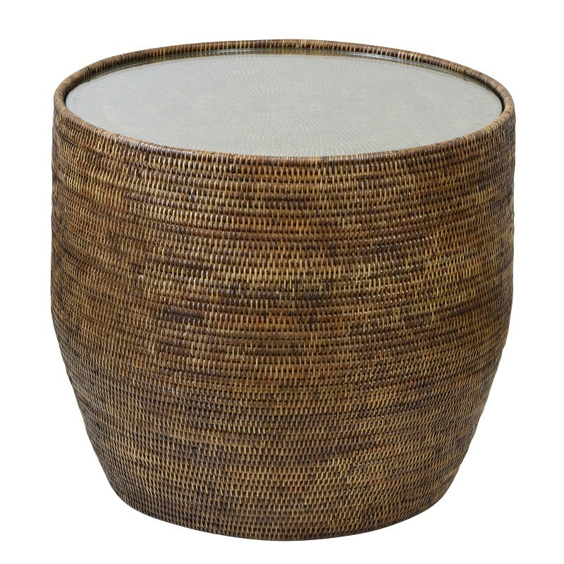 Plantation Side Table With Glass
