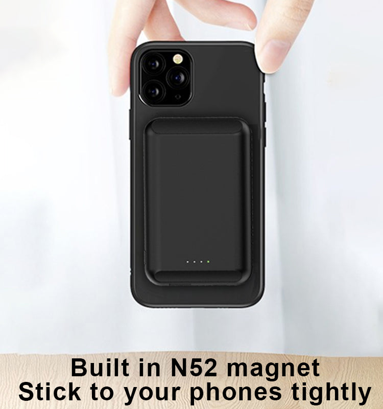 Black Iphone magsafe power bank battery pack wireless charging 5000mah