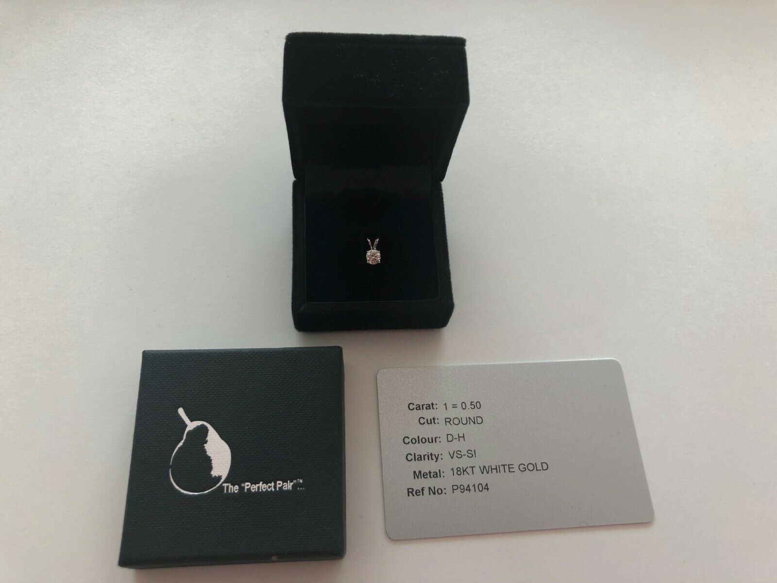 Solid White Gold Round Diamond Pendant Claw Set 18Ct Elegant Jewellery