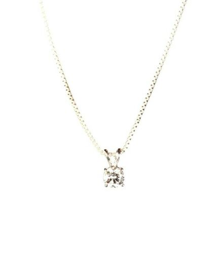 Solid White Gold Round Diamond Pendant Claw Set 18Ct Elegant Jewellery