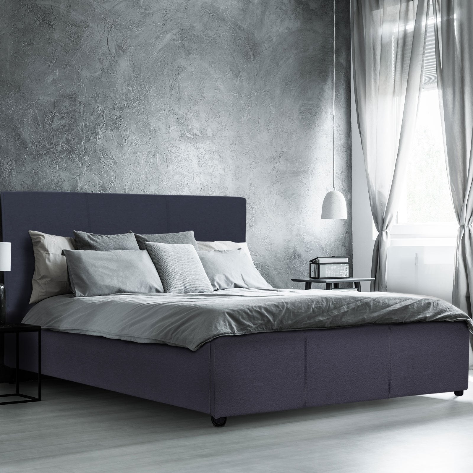Milano Capri Luxury Gas Lift Bed With Headboard  - Charcoal