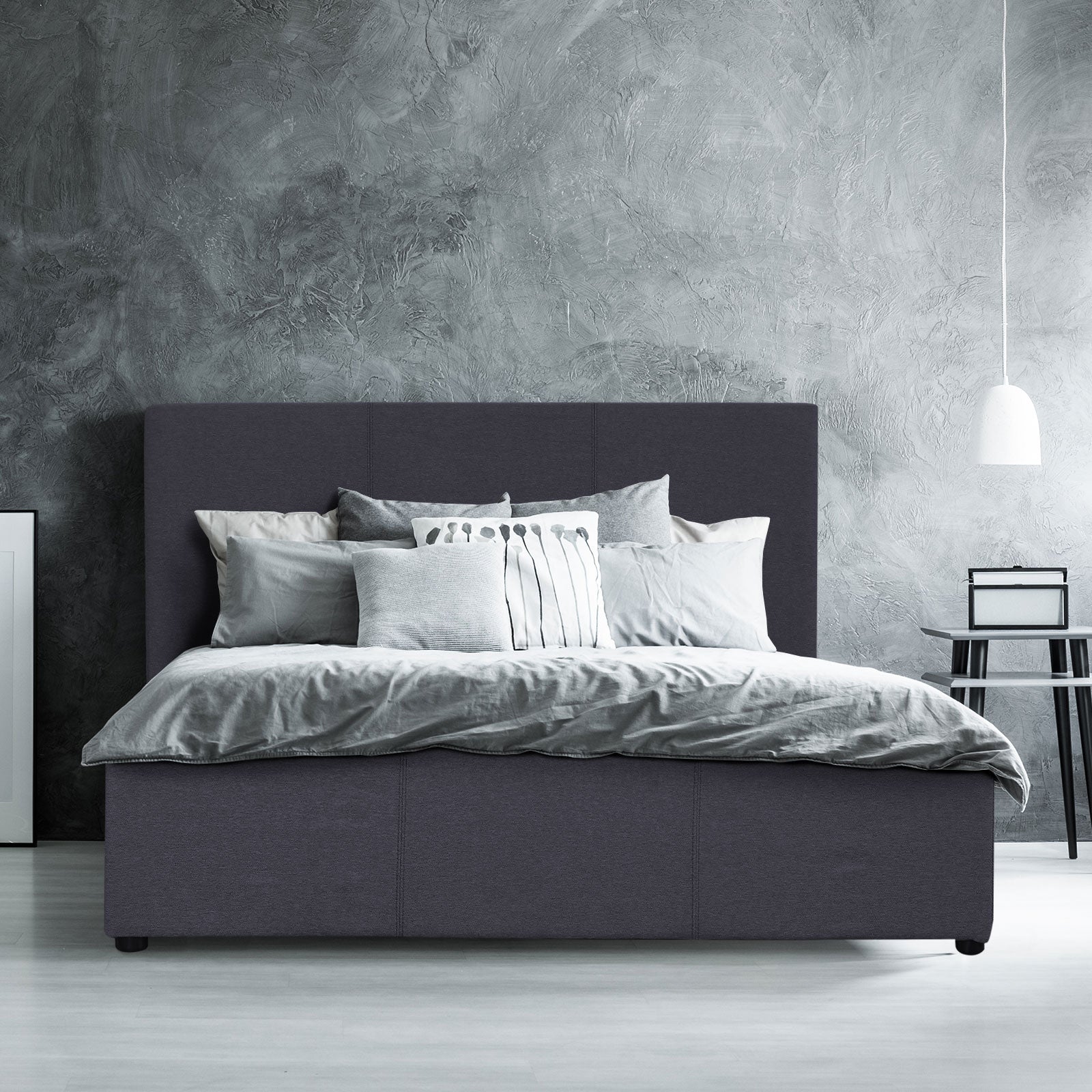 Milano Capri Luxury Gas Lift Bed With Headboard  - Charcoal