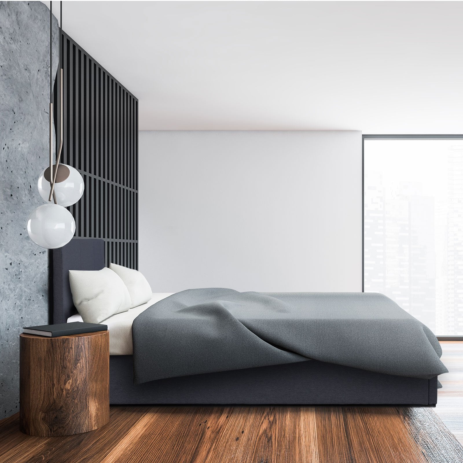 Milano Capri Luxury Gas Lift Bed With Headboard  - Charcoal