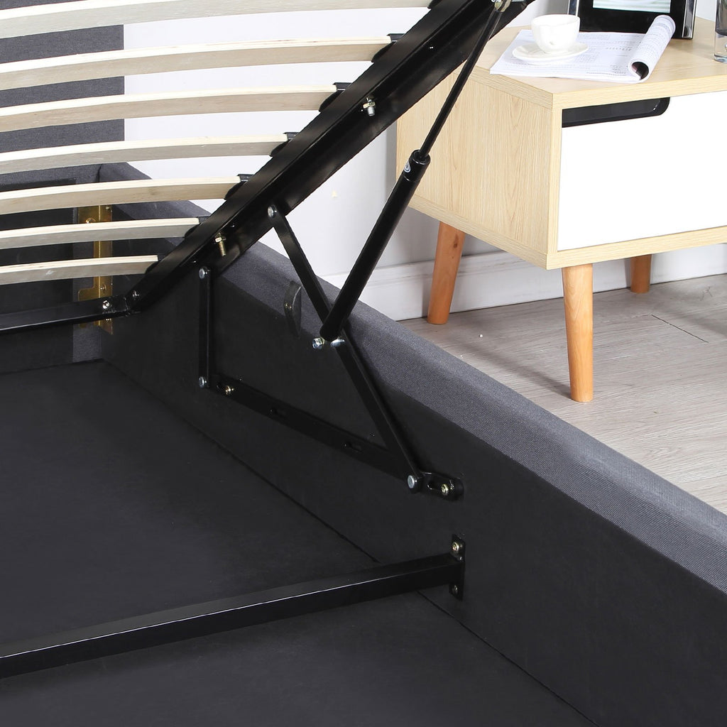 Milano Capri Luxury Gas Lift Bed With Headboard  - Charcoal