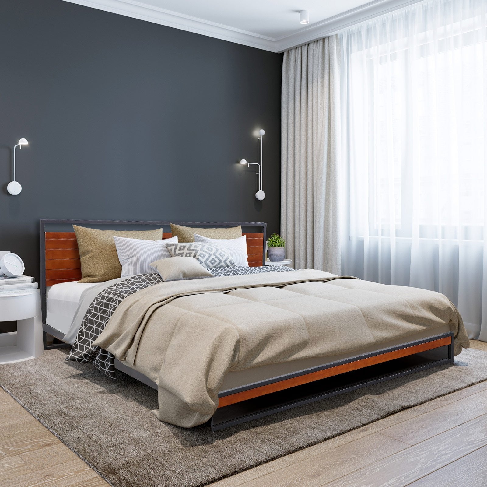 Milano Decor Azure Bed Frame With Headboard €“ Black