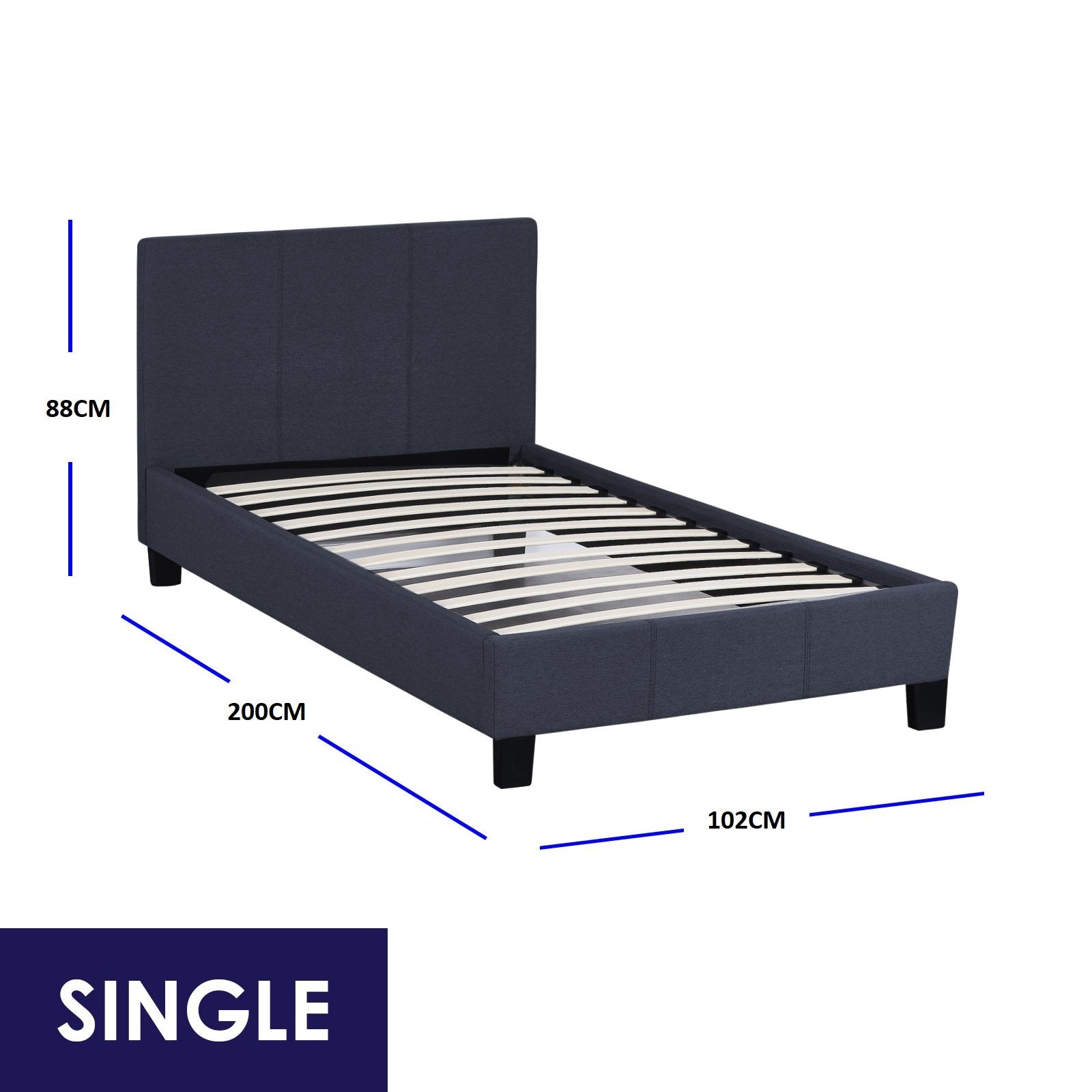 Milano Sienna Luxury Bed With Headboard (Model 2) - Charcoal