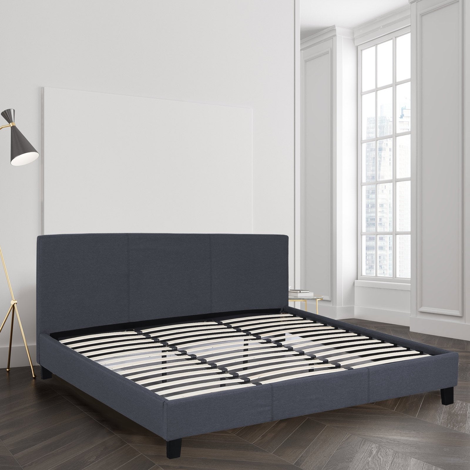 Milano Sienna Luxury Bed With Headboard (Model 2) - Charcoal