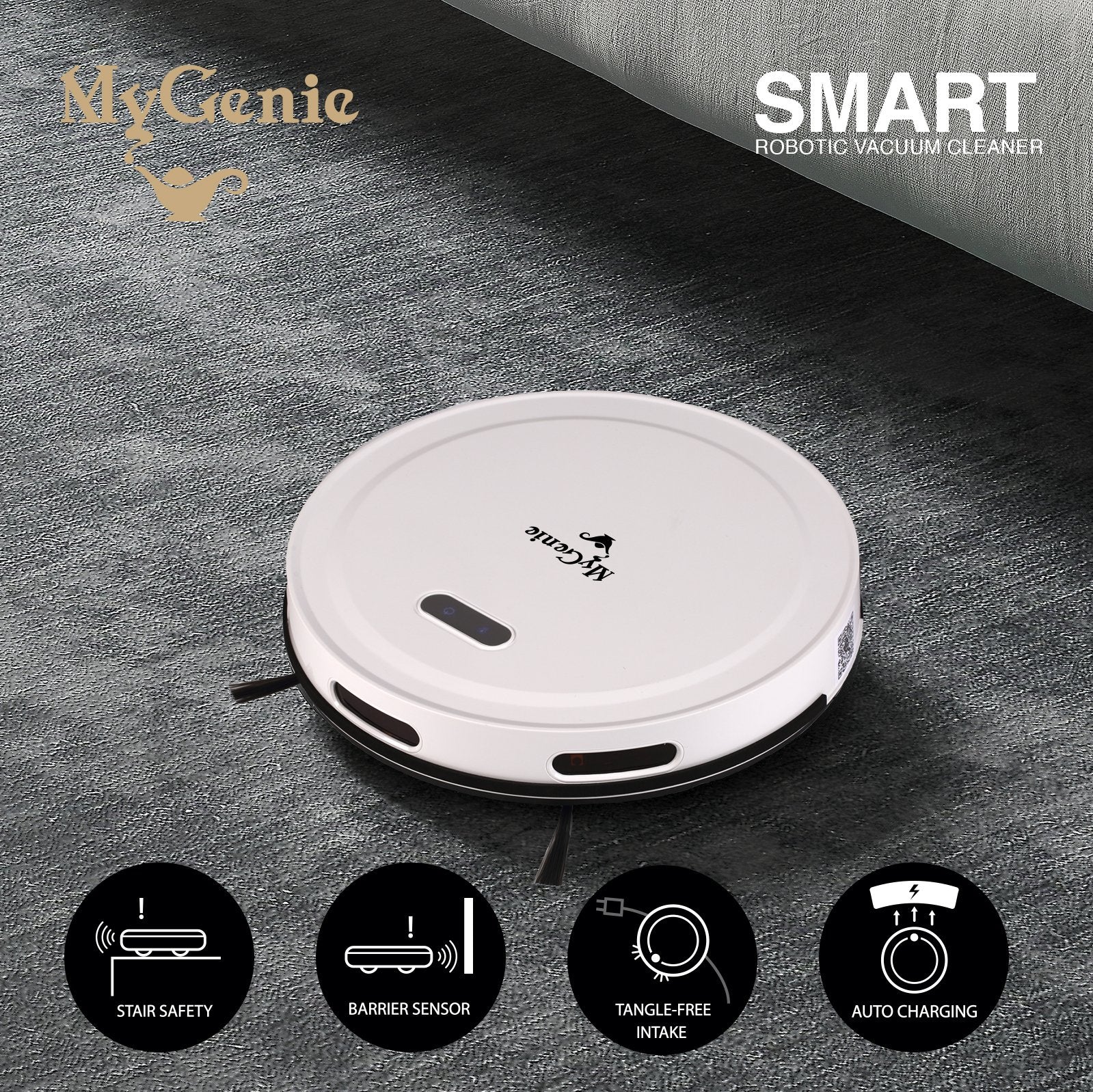 Mygenie Smart Robotic Vacuum Cleaner - White