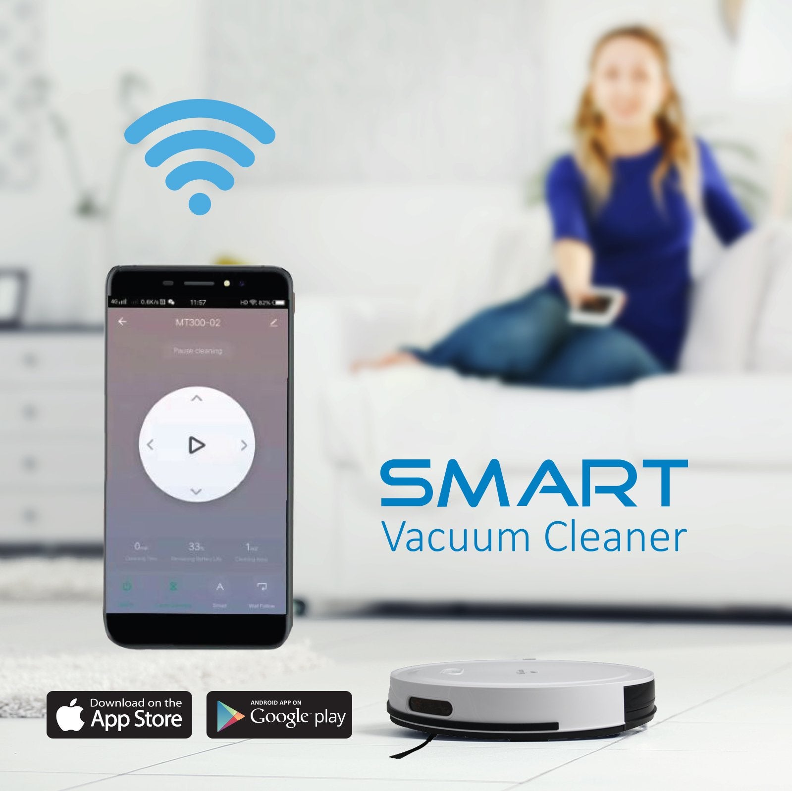Mygenie Smart Robotic Vacuum Cleaner - Black