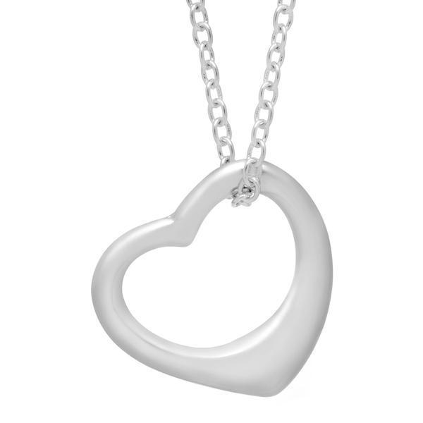 18€? Open Heart Pendant Necklace In Rhodium-Plated Brass