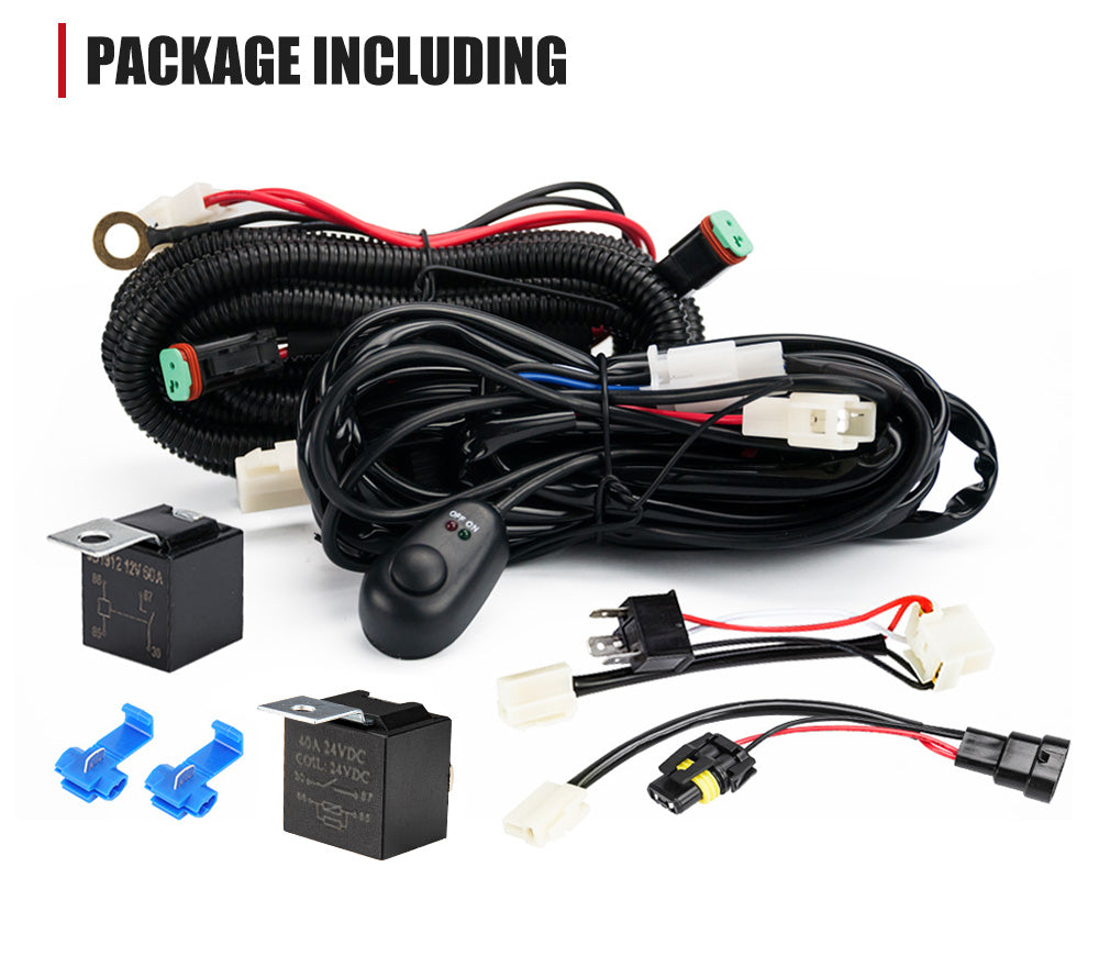 LED Light Wiring Loom Harness Relay Kit Driving Lamp Plug Quick Fit High Beam
